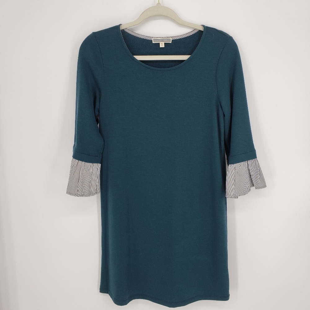 Pleione Shift Dress with Striped Bell Sleeves XS